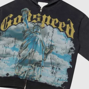 Godspeed Black Wash Hoodie Zoom Logo