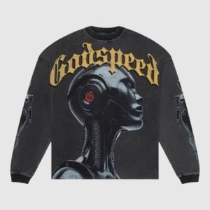 Front view of Godspeed Alexa LS Tee in white with chest logo