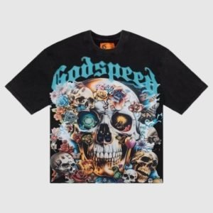 Front view of Godspeed Eternal Dream T-Shirt in black with centered graphic
