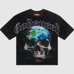 Front view of Godspeed Sklobe Tee with skyline graphic