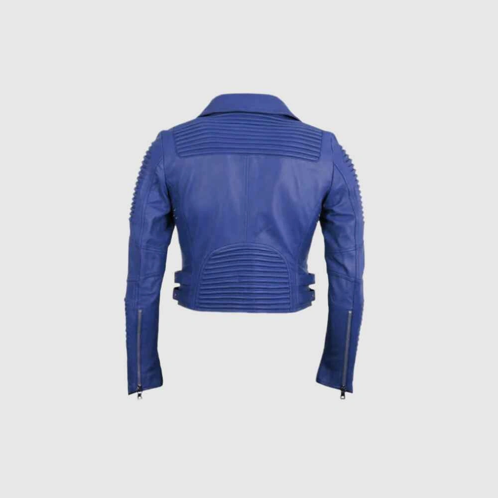 godspeed blue moto jacket back side
