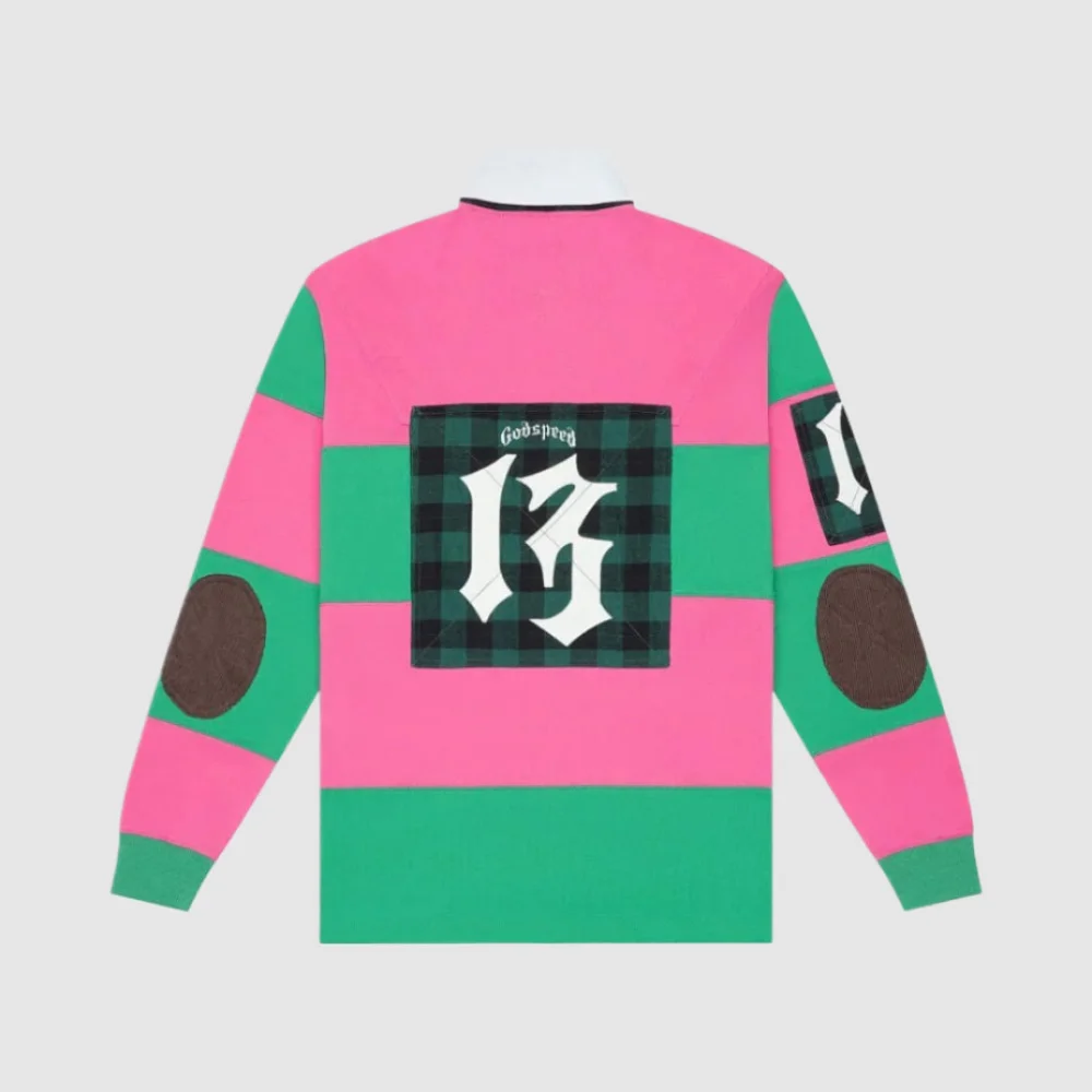godspeed green and pink shirt back