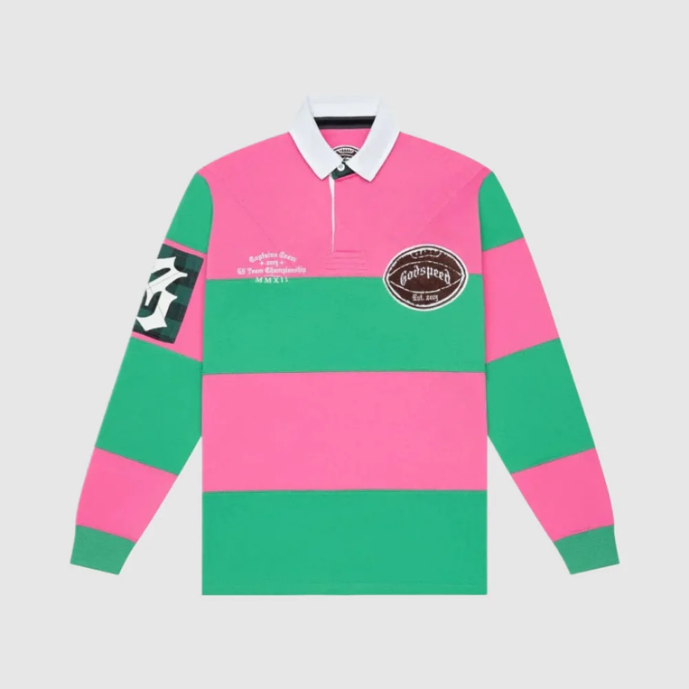 godspeed green and pink shirt
