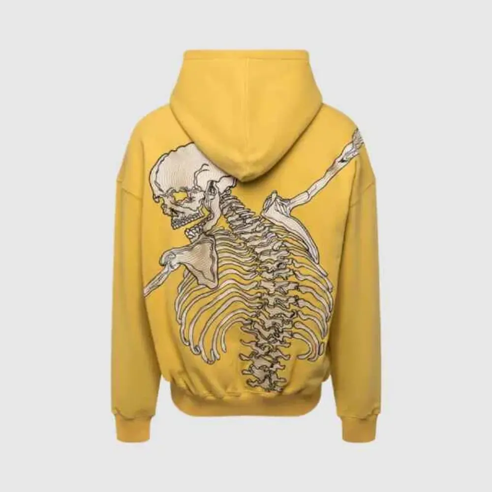 godspeed grey yellow hoodie back said