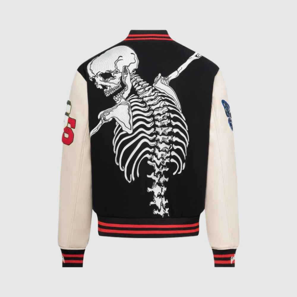 godspeed red men's varsity jacket back side