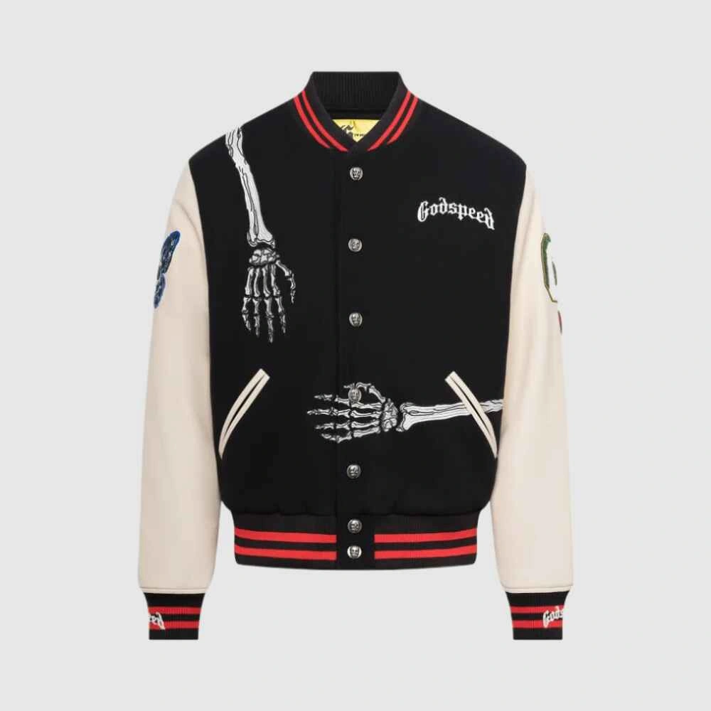 godspeed red men's varsity jacket