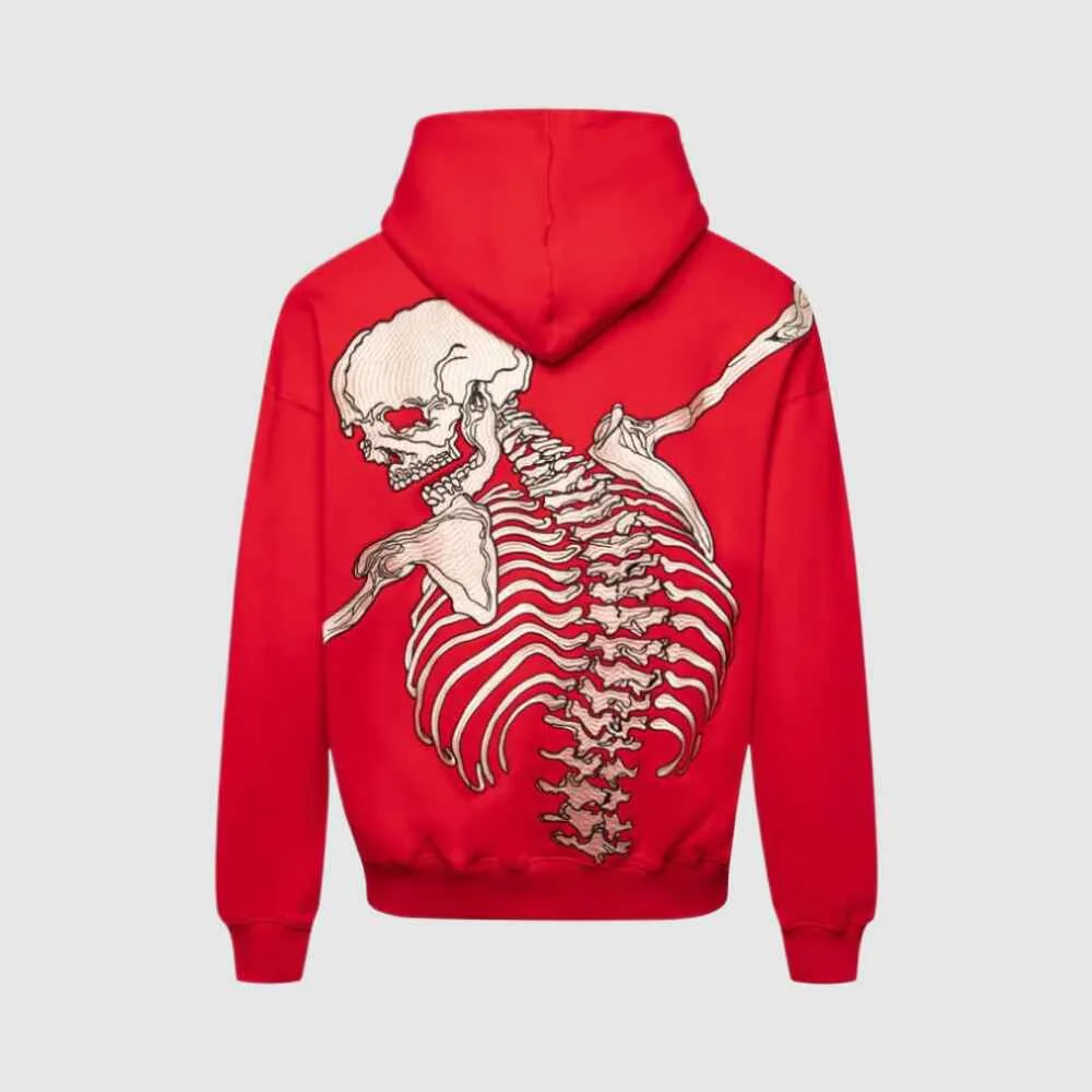 godspeed red washed hoodie back said